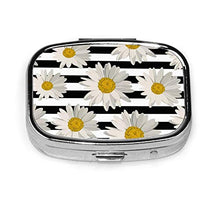 Scatola quadrata per pillole medicinali con margherite e fiori alla moda, organizer per pillole da viaggio per integratori di vitamine