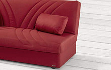 Dafnedesign.Com - Divano Letto 3 posti - Colore: Rosso - Versione: 3 posti - e Similpelle - Letto Una Piazza e Mezzo - cm. 225 x 87 x 92h
