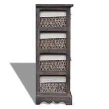 FAMIROSA Struttura in Legno con 4 Cestini Intrecciati Marrone