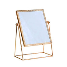 MMWYC Specchio for Il Trucco Desktop/Stile Nordico Specchio Principessa/Semplificato HD Studente Quadrato Specchio unilaterale HD/Specchio for medicazione di bellezza-Oro-17x10x23,5 cm