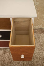 Rebecca Mobili Mobiletto colorato in Legno 4 cassetti, MDF/Paulownia, Marrone Bianco, 47x33x52 cm