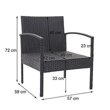 Mendler Salottino da Esterno Giardino HWC-F56 polyrattan - Nero con Cuscini Antracite