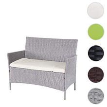 Mendler Serie Halden per l'esterno Divano Sofa 60x106x83cm polyrattan Grigio con Cuscino Avorio