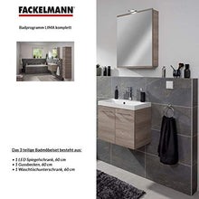 FACKELMANN - Set di mobili da bagno effetto legno, 3 pezzi, con mobiletto sottolavello, 60 cm e armadietto a LED