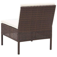 Tidyard Set Divani da Giardino in Polyrattan, Set di Mobili da Giardino, Set Divano Esterno con Cuscini 3 pz Marrone