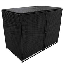 UnfadeMemory Copribidone Doppio per Spazzatura Polirattan Nero 148x80x111 cm