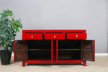 Yajutang - Cassettiera cinese con 4 ante e 3 cassetti, colore: Rosso