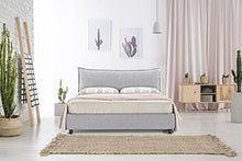 EVERGREENWEB - Letto Matrimoniale con BOX Contenitore + MATERASSO Matrimoniale + Coppia Cuscini Memory INCLUSI + Rete a Doghe in Legno, Elegante Testiera Tessuto Grigio Imbottito SFODERABILE Mod ALEXA