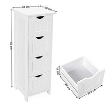 Flyelf Armadietto del Bagno,Mobiletto del Bagno Mobili da Camera da Letto con 4 Cassetti 30 * 30 * 82cm
