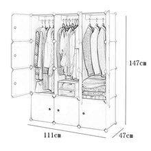 Locker Armadio Armadio Affitto Casa Hanging Rimovibili di Plastica Withdoor Abbigliamento Divide-Grid Camera Dormitorio 111X47X147CM MUMUJIN (Color : B)