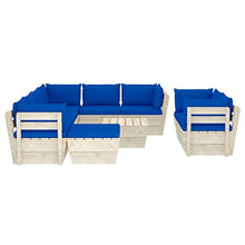 SKM Set Divani da Giardino su Pallet 10 pz con Cuscini Legno Abete (197.6kg) Blu-3682