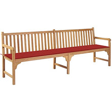 vidaXL Panca da Giardino con Cuscino Rosso 240 cm in Massello di Teak