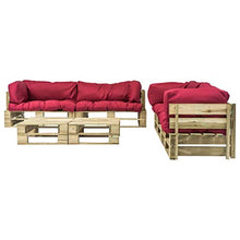 vidaXL Legno Pino Divano Giardino su Pallet 6 pz Cuscini Rossi Sofa Tavolini