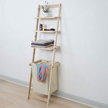 Mendler Scaffale con cesta portabiancheria HWC-B59 3 Ripiani Legno di Abete