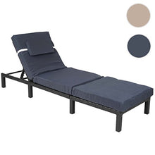 Lettino da esterno polyrattan HWC-A51 regolabile Premio antracite cuscino grigio