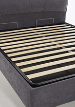 EVERGREENWEB - Letto con Moderno Box Contenitore e Rete a Doghe in Legno Elegante Testiera Tessuto Imbottito SFODERABILE Ideale per Camera da Letto (GRIGIO SCURO, 160X190)