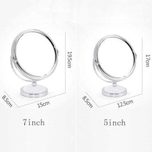 ZCM Specchio Cosmetico, Ingrandimento Desktop 3X Specchio di Bellezza Specchio Cosmetico Bilaterale Specchio da Bagno Girevole A 360 ° Portatile(Color:Argento,Size:7inch)