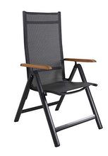 Ambientehome Sedia pieghevole in alluminio, 4 x 4 cm, braccioli in acacia nero