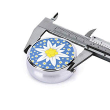 Grande e piccola stella alpina su sfondo blu, contenitore rotondo per pillole a 3 scomparti, in metallo, per medicinali e vitamine, scatola decorativa per viaggi all'aperto