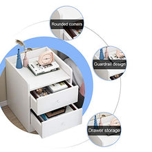 Mobiletto in Legno di 2 Cassetti Bianco Comodino per Camera da Letto Cassettiera da Pavimento Armadio per Soggiorno Completamente Assemblato