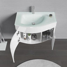 Bagno Italia Mobile Arredo Bagno Asia 80 cm mobile sospeso con lavabo cristallo bianco o tortora e specchio Mobili I