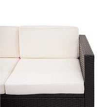 Mendler Salottino da Esterno HWC-F40 polyrattan Marrone con Cuscini Avorio