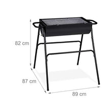 Relaxdays Griglia Portatile, Instant Barbecue da Giardino, BBQ Rettangolare con Manici, HLP: 82 x 89 x 87 cm, Nero