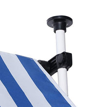 Dioche - Tenda da sole per balcone, con manovella manuale, altezza regolabile, 2,0 x 1,2 m (strisce blu e bianco)