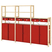 IVAR scaffalatura con armadi/cassetti 259x30x179 cm pino/rosso
