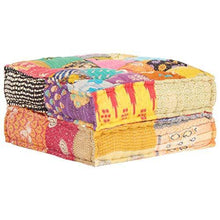Tidyard Pouf Poggiapiedi Cuscini Ottomano Quadrato Patchwork in Tessuto 60x70x36 cm - Arredi Casa