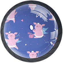 Trucco rosa di danza del sonno di angelo del maiale Pomelli per Porta Set di 4 Pomelli per Mobili Manopole per Cassetti Cucina Armadio Vetro