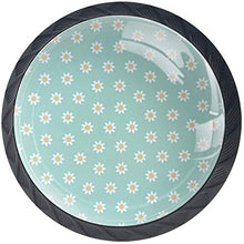 Little White Daisy Pattern Verde chiaro Pomelli per Porta Set di 4 Pomelli per Mobili Manopole per Cassetti Cucina Armadio Vetro