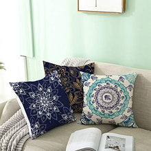 Socoz Federa Cuscino Marrone,Poliestere Modello Mandala Namaste Marrone Scuro Blu Verde Federe