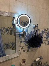 LZNAN - Specchio da trucco a LED da 6 pollici, ingrandimento 1X/5X, montaggio a parete, regolabile, doppio braccio allungabile