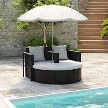 vidaXL Set Divano da Giardino in Polyrattan con Parasole Nero Sofa da Esterno - Arredi Casa