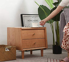 Comodino Moderno Mid Century, Comodino Laterale con 2 Cassetti Portaoggetti, Gambe in Legno Comodino Piccolo per Mobili Camera da Letto in Legno di Ciliegio 45X45X43Cm (18X18X17 Pollici)
