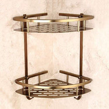 UWY Portaoggetti per Doccia Antico Europeo Supporto per Parete WC Mensola per Bagno Scaffale a Doppio Livello Cornice angolare in Ottone Cestino per Organizer in Alluminio per Hotel anodizzato c