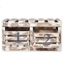 Indhouse - Panca da giardino in legno vintage con 2 cassetti