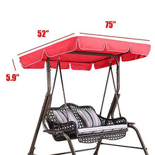Wimark - Copertura di ricambio per altalena da giardino, giardino, veranda, altalena, 190 x 132 x 15 cm, colore: Grigio