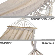 PiuShopping Amaca da Giardino Beige, per Terrazzo, con Frange Design Macrame, Poliestere con Barre in Legno | 200x100