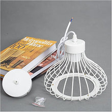 E27 Vintage Sospensione Gabbia Metallo Retrò Lampada a Sospensione Soffitto Gabbia Lampada in Stile(Bianco)