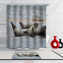 Combinazione Bagno. Immagini Chiare E Colori Vivaci Rendono Il Tuo Bagno Pieno di Vita. Accessori da Bagno. Leoni Marini Che Giocano nell'Acqua.