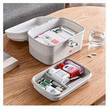 Scatola per Medicinali Household Medicina Box, Double-Layer di sicurezza medica, Multi-Function Storage Box, 9,0 pollici, Strumenti infermeria, portatile, Grigio Contenitore per Medicinali