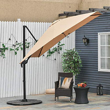 Outsunny Ombrellone da Giardino 268x268x250cm a Braccio Girevole a 360° e Inclinabile su 5 Livelli, Colore Khaki