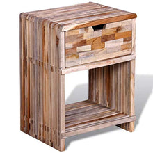 FAMIROSA Comodino con Cassetto in Legno di Recupero di Teak