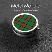 Maxwell - Mini portapillole in metallo rotondo per medicine, per borsa da tasca, borsa da viaggio, idea regalo, motivo: tartan