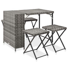 FAMIROSA Set da Pranzo da Giardino 5 pz Pieghevole in Polyrattan Grigio