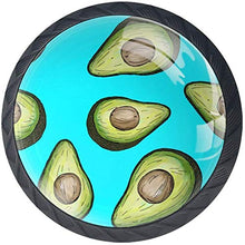 Fruit Avocado Pattern Blue Pomelli per Porta Set di 4 Pomelli per Mobili Manopole per Cassetti Cucina Armadio Vetro