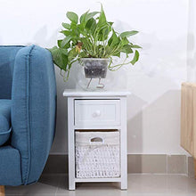 FGDSA Comodino Comodino in Legno Semplice Bianco 2 Pezzi/Set con Cassetto E Cesto Portaoggetti Comodino Divano Letto per Uso Domestico