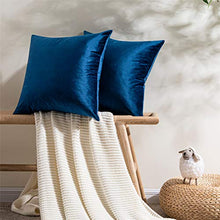 Topfinel Federe Cuscini Natalizie in Velluto per Divano Copricuscini Decorativi Quadrate per Casa Camera da Letto Salotto Federa per Cuscino 2pezzi 40x40cm Blu Marino